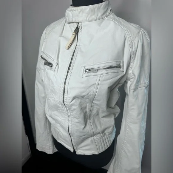 Vintage Diesel White Leather Zip-Up Jacket - Picture 5 of 17
